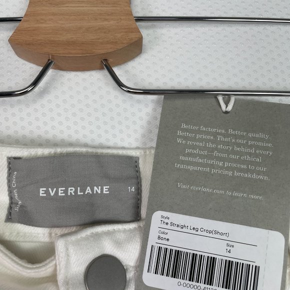 Everlane The Straight Leg High Rise Crop Pant Bone White Plus Size 14 - Picture 9 of 10
